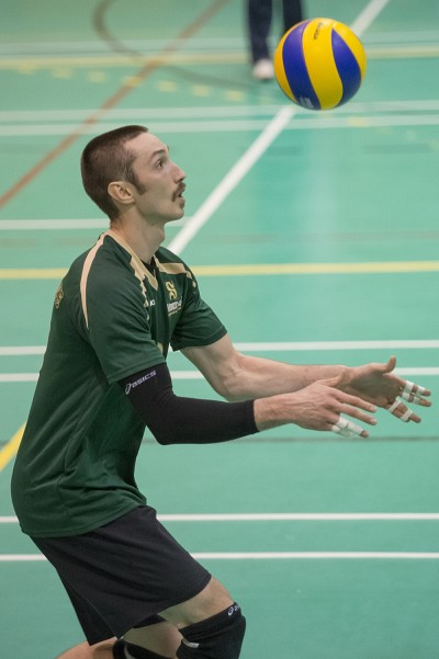 Le joueur de centre de l'&eacute;quipe masculine de volleyball Vert&nbsp;&&nbsp;Or Samuel Langlois.