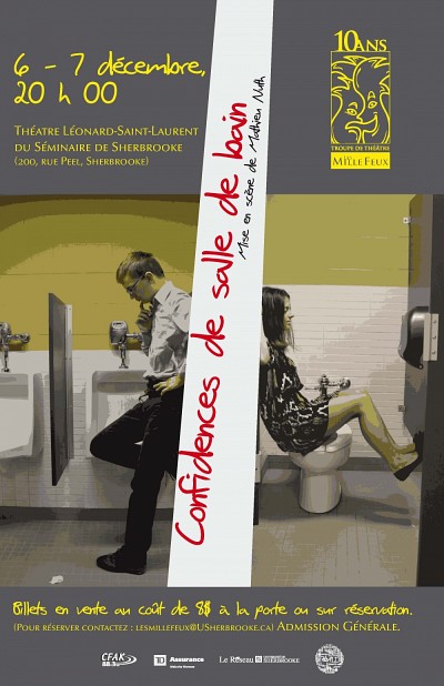 L&rsquo;affiche du spectacle Confidences de salle de bain pr&eacute;sent&eacute; d&egrave;s le 6&nbsp;d&eacute;cembre.