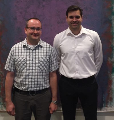 De gauche &agrave; droite:Pr Fran&ccedil;ois-Michel Boisvert, directeurM. Romain Drissi, doctorant