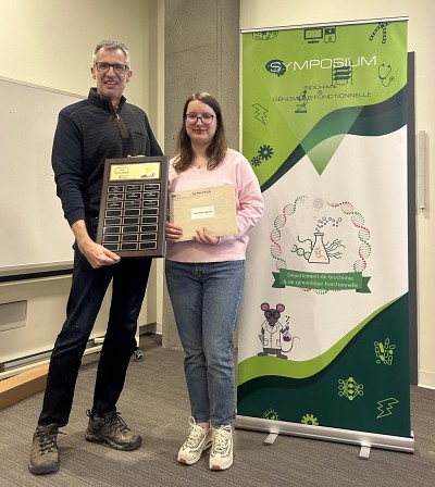 R&eacute;cipiendaire du Prix Pierre-Chailler : Mme Victoriia Bavykina, accompagn&eacute;e du directeur du d&eacute;partement Pr Xavier Roucou