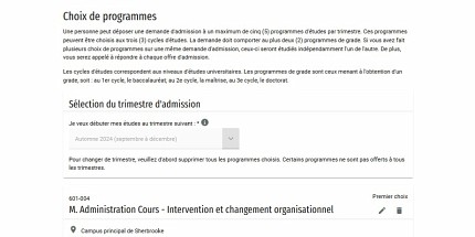 Mise en exploitation du nouveau formulaire de demande d’admission en ligne de l’UdeS
