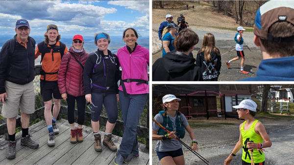 Les membres de l'&eacute;quipe Les BFF (&agrave; gauche). Malo et sa m&egrave;re Mandy terminant les huit ascensions qu'ils ont r&eacute;alis&eacute;es en duo (&agrave; droite)
