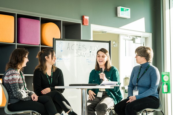 Fanny Desch&ecirc;nes, dipl&ocirc;m&eacute;e de la ma&icirc;trise en environnement; Marika Bri&egrave;re, charg&eacute;e de projet en environnement pour le Regroupement du parc du Mont-Bellevue; Jade Tr&eacute;panier, entrepreneure et fondatrice de Pick-Pack; Brigitte Blais, &eacute;tudiante en environnement.