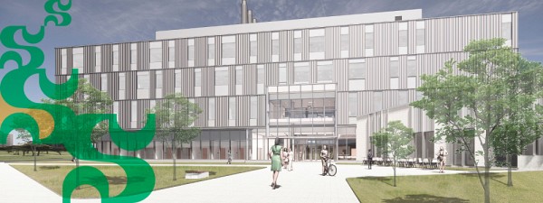 La fa&ccedil;ade du futur Pavillon de m&eacute;decine de pr&eacute;cision et de recherche translationnelle