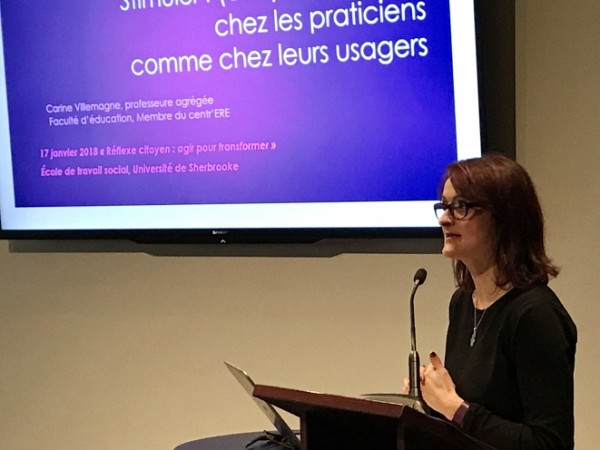 La professeure Carine Villemagne, responsable de l'&eacute;quipe de recherche &Eacute;ducation et formation des adultes : perspectives scolaires et (&eacute;co)citoyennes de la facult&eacute; d'&eacute;ducation