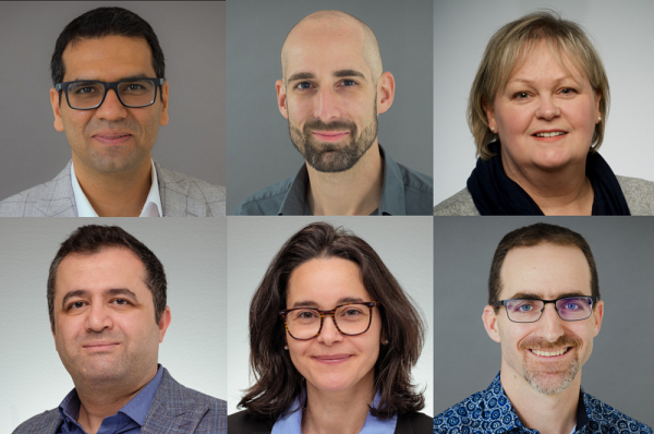 Les nouvelles forces recrut&eacute;es &agrave; l'IRCUS (de gauche &agrave; droite et de haut en bas) : Pr&nbsp;Taha Azad, Pr&nbsp;Mathieu Quesnel-Valli&egrave;res, Pre&nbsp;Diane Guay, Pr&nbsp;Kian Jafari, Pr&nbsp;Pierre-Luc Boudreault et Pre&nbsp;Oraly Sanchez Ferras.