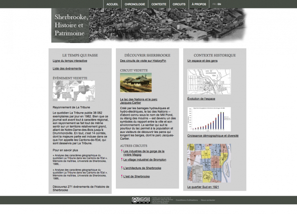 Portail d'accueil du site Sherbrooke, histoire et patrimoine