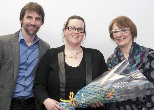 Steven Guilbeault, directeur principal&nbsp;d'&Eacute;quiterre,Chantal Lacasse,&nbsp;laur&eacute;ate 2015 de la bourse&nbsp;Laure Waridel et Colette Harvey, conseill&egrave;re principale en finance&nbsp;socialement responsable &agrave; la Caisse d&rsquo;&eacute;conomie solidaire.