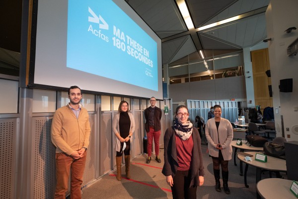 Les membres du jury : Pr Sofiane Baba de l&rsquo;&Eacute;cole de gestion, Pre Magaly Brodeur de la Facult&eacute; de m&eacute;decine et des sciences de la sant&eacute;, Pre Adelphine Bonneau des facult&eacute;s des Sciences et des Lettres et sciences humaines, Pre Esma Ines Achouri de la Facult&eacute; de g&eacute;nie et Pr Matthieu Petit de la Facult&eacute; d&rsquo;&eacute;ducation.