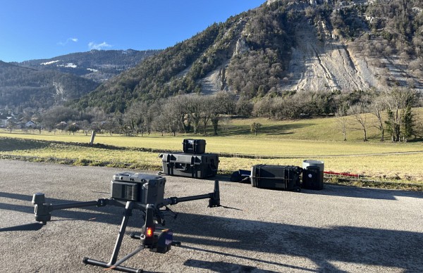 Photographie du site d'&eacute;tude lors de l'acquisition des donn&eacute;es LiDAR par drone