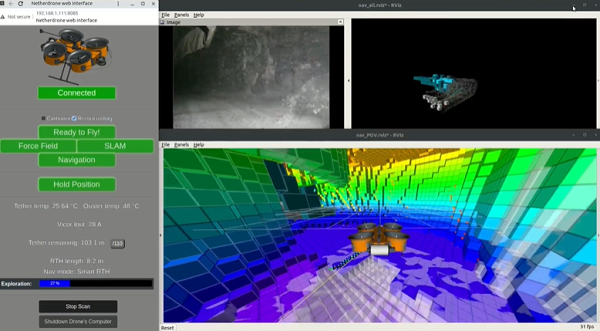 L&rsquo;&eacute;quipe de projet a d&eacute;velopp&eacute; un drone compact avec liaison filaire&nbsp;appel&eacute; le NetherDrone, sp&eacute;cialement con&ccedil;u pour les chantiers souterrains.