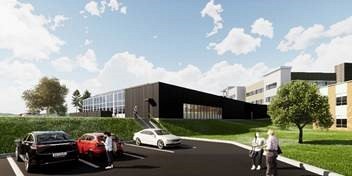 Illustration du futur b&acirc;timent D-10 abritant les serres, r&eacute;alis&eacute;e par Espace Vital Architecture