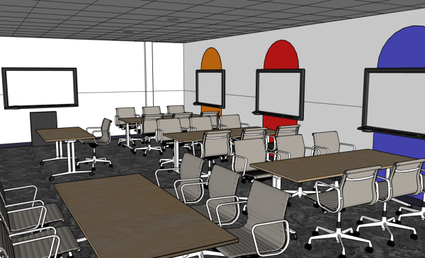 Le mobilier sur roulettes facilitera la reconfiguration de la salle selon les besoins du groupe et l'activit&eacute;.