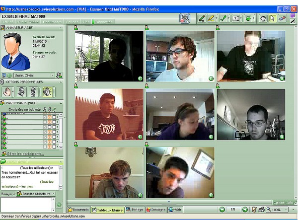 Des &eacute;tudiantes et &eacute;tudiants passent leurs examens sous l'oeil de leurs cam&eacute;ras web.