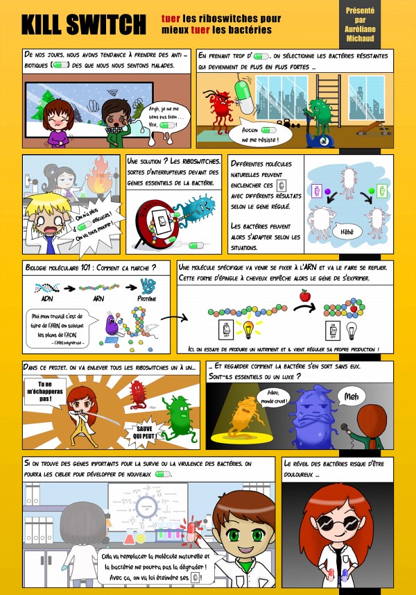 Bande dessin&eacute;e faite par Aur&eacute;liane Michaud, &eacute;tudiante au doctorat en biologie, dans le cadre du cours EFD 919 Communication scientifique par la bande dessin&eacute;e.