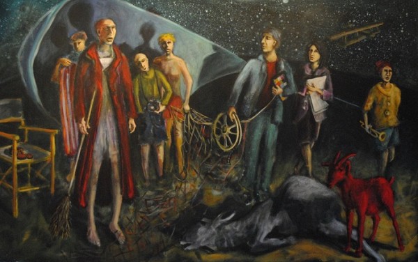 L'une des toiles pr&eacute;sent&eacute;e lors de l'exposition ﻿Iconographie sauvage et polylogue