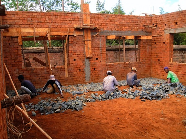 L'&eacute;cole lors de sa construction en 2014.