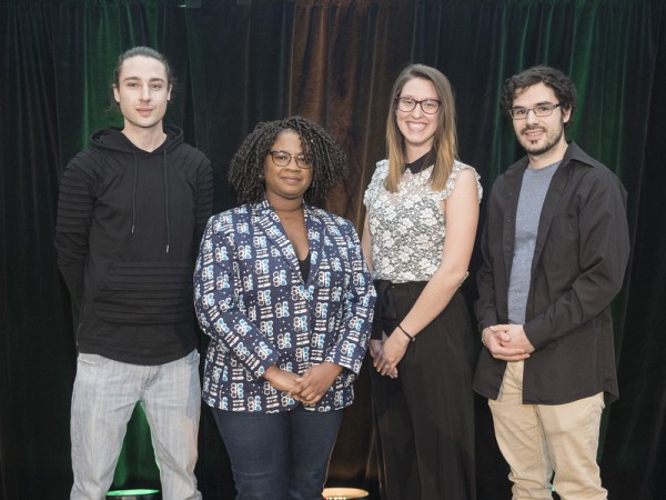 Louis-Philippe Morency (biochimie), Fabienne Gbaguidi (orientation professionnelle), Erika Miklosic&nbsp;(droit) et Charles-Antoine Barbeau-Meunier (m&eacute;decine). 