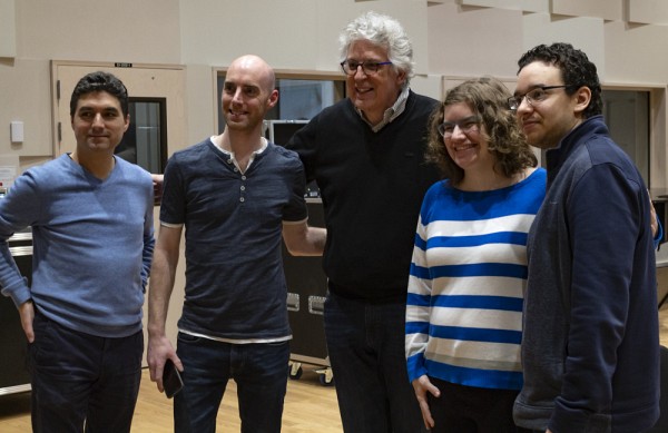 Thierry Pilote, charg&eacute; de cours &agrave; l&rsquo;&Eacute;cole de musique, Andr&eacute; Cayer, directeur de l&rsquo;&Eacute;cole de musique, St&eacute;phane Laforest, chef d&rsquo;orchestre de l&rsquo;OSS, Corinne Philippon, &eacute;tudiante et Gabriel Campos-Santos, &eacute;tudiant.