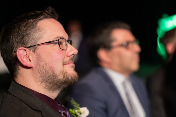 Le laur&eacute;at Guillaume Laporte lors de son hommage.