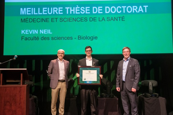 Kevin Neil, du D&eacute;partement de biologie de la Facult&eacute; des sciences, a re&ccedil;u le Prix de la meilleure th&egrave;se de doctorat dans la cat&eacute;gorie M&eacute;decine et sciences de la sant&eacute;.
