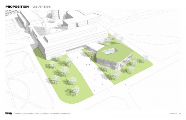 Vue a&eacute;rienne du futur Carrefour du savoir.