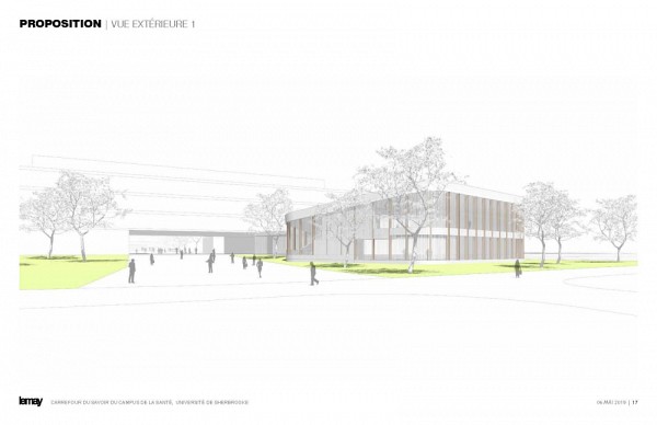 Plan montrant la vue ext&eacute;rieure du futur Carrefour du savoir.