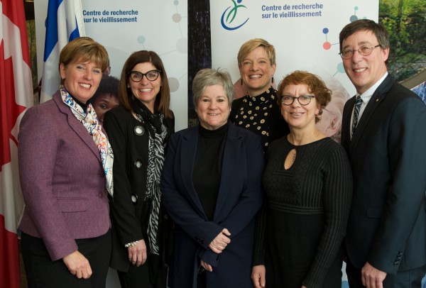 L&rsquo;honorable Marie-Claude Bibeau, ministre du D&eacute;veloppement international et de la Francophonie et d&eacute;put&eacute;e de Compton&mdash;Stanstead; l&rsquo;honorable Filomena Tassi, ministre des A&icirc;n&eacute;s; la professeure Suzanne Garon; M&eacute;lisa Audet; Monique Harvey; le professeur Jean-Pierre Perreault, vice-recteur &agrave; la recherche et aux &eacute;tudes sup&eacute;rieures