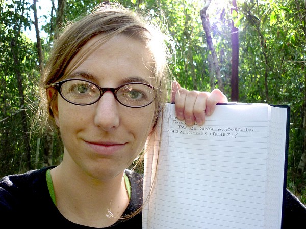 Sabrina Plante collige les mouvement des singes associ&eacute;s &agrave; leur qu&ecirc;te de nourriture.