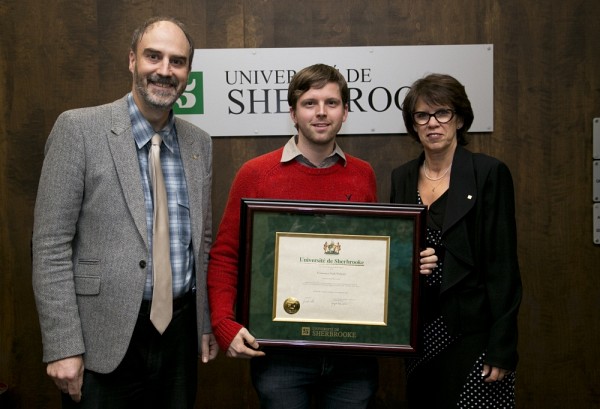 Le professeur Mark Vellend, r&eacute;cipiendaire en Sciences naturelles et g&eacute;nie, &eacute;tait repr&eacute;sent&eacute; par Robin Beaus&eacute;jour.