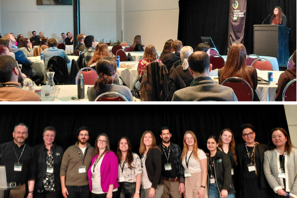 Les membres du comit&eacute; organisateur du Symposium 2025 (de gauche &agrave; droite) : Fran&ccedil;ois-Michel Boisvert (directeur scientifique de l&rsquo;IRCUS), Karine Tremblay (coordonnatrice scientifique de l&rsquo;IRCUS), Billel Djerir (dipl&ocirc;m&eacute; au doctorat de l&rsquo;IRCUS), Martine Charbonneau (professionnelle, membre du Comit&eacute; d&rsquo;animation scientifique et sociale de l&rsquo;IRCUS &mdash; CASSI), Celia del Carmen Crespo (&eacute;tudiante membre du CASSI), Kelly Harper (postdoctorante membre du CASSI), Jorge Arturo Acosta Montalvo (&eacute;tudiant), Fr&eacute;d&eacute;rique Goulet (&eacute;tudiante), Mozhdeh Namvarpour (&eacute;tudiante), Fjolla Rexhepi (&eacute;tudiante membre du CASSI), Marie-Andr&eacute;e Quirion (patiente-partenaire membre du comit&eacute; ex&eacute;cutif de l&rsquo;IRCUS), et Lee-Hwa Tai (directrice de l&rsquo;axe Cancer du Centre de recherche du CHUS). Absente sur la photo : Jennifer St-Laurent, coordonnatrice de l&rsquo;axe Cancer.