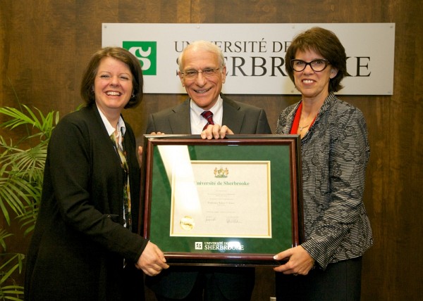 La vice-rectrice aux &eacute;tudes,&nbsp;Lucie Laflamme, Robert P. Kouri et la rectrice, Luce Samoisette