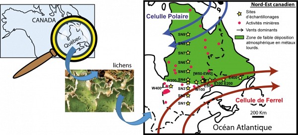 Sites de pr&eacute;l&egrave;vement des lichens