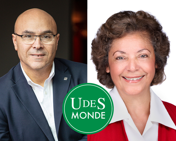 Abdel Mekki Barrada, vice-doyen au d&eacute;veloppement et aux partenariats de l'&Eacute;cole de gestion de l'UdeS et Mercedes Orellana, consultante sp&eacute;cialiste en interculturel.