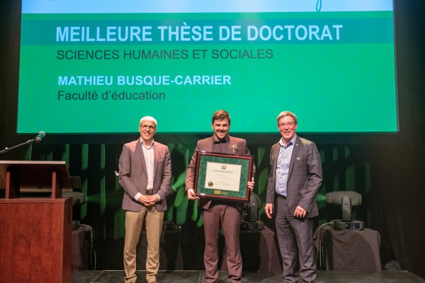 Mathieu Busque-Carrier, du D&eacute;partement d&rsquo;orientation professionnelle de la Facult&eacute; d&rsquo;&eacute;ducation, a re&ccedil;u le Prix de la meilleure th&egrave;se de doctorat dans la cat&eacute;gorie des sciences humaines et sociales.