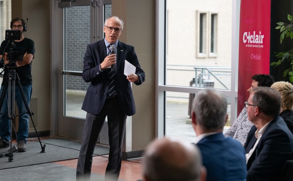 Pierre Cossette, recteur de l'Universit&eacute; de Sherbrooke, lors du discours de clot&ucirc;re des Entretiens Jacques Cartier.