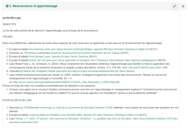 Figure 2 Extrait de mon site Moodle (EPU960 H24)